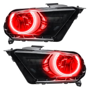 Ford Mustang Headlight Assembly - ORACLE Lighting - Pre-Assembled SMD Halo (Non-HID) - Red - `10-`14